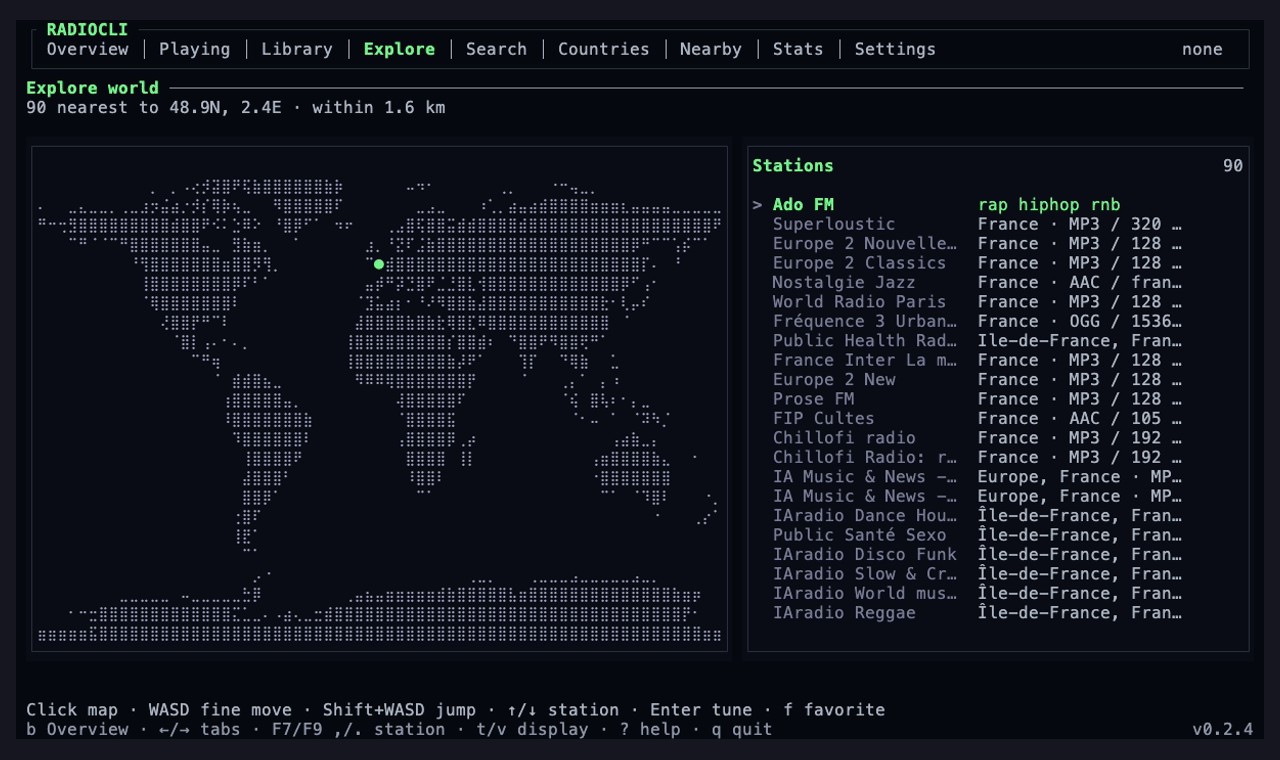 Explore world map with geotagged station results