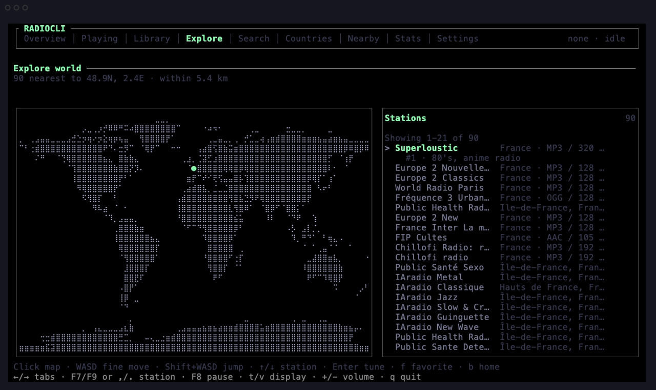 Explore world map with geotagged station results