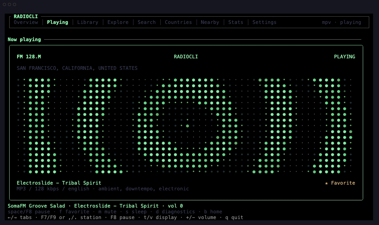 Now Playing cycling receiver visualizers and display colors