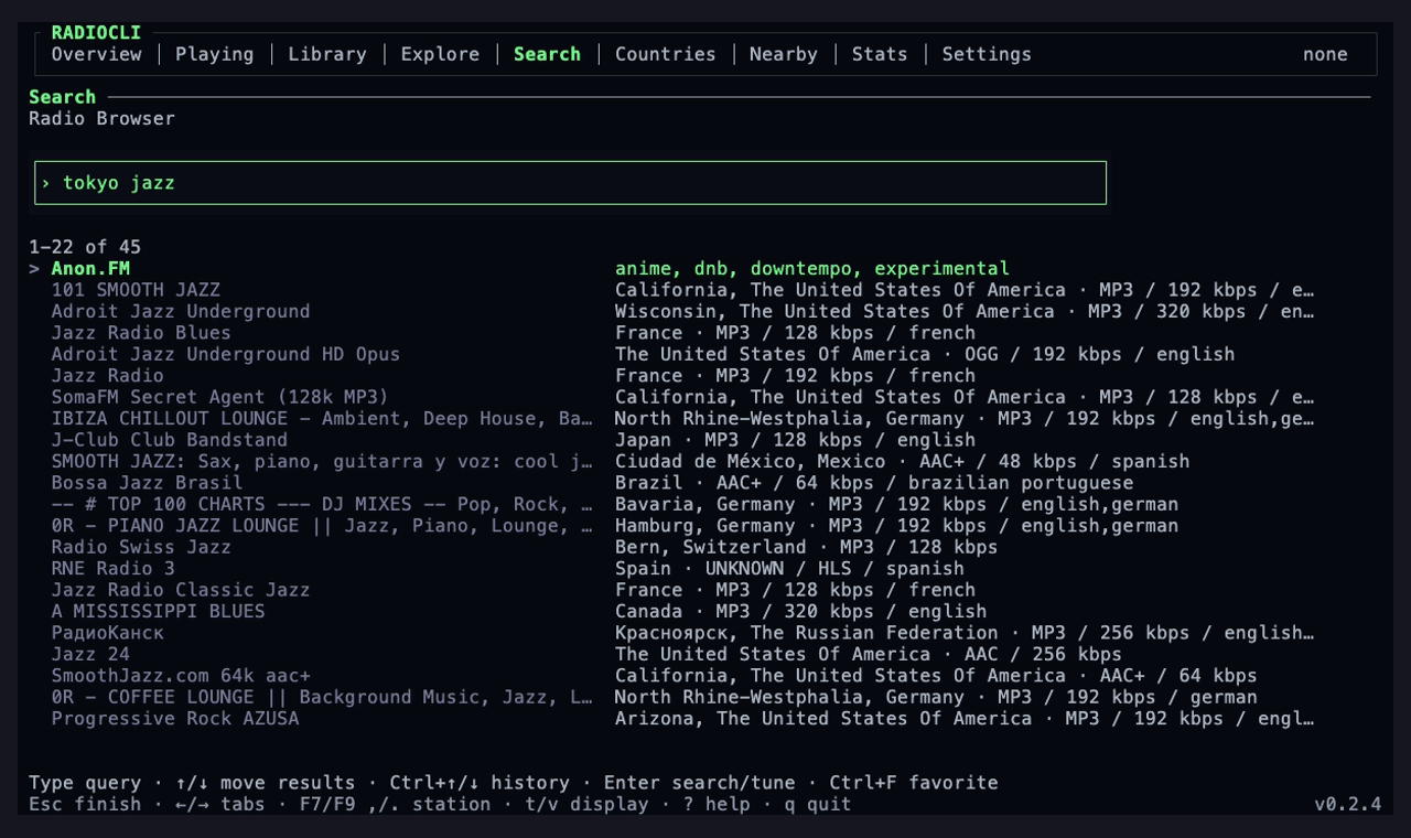 Searching for radio stations